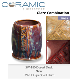 Desert Dusk SW-180 over Speckled Plum SW-113 Stoneware Combination